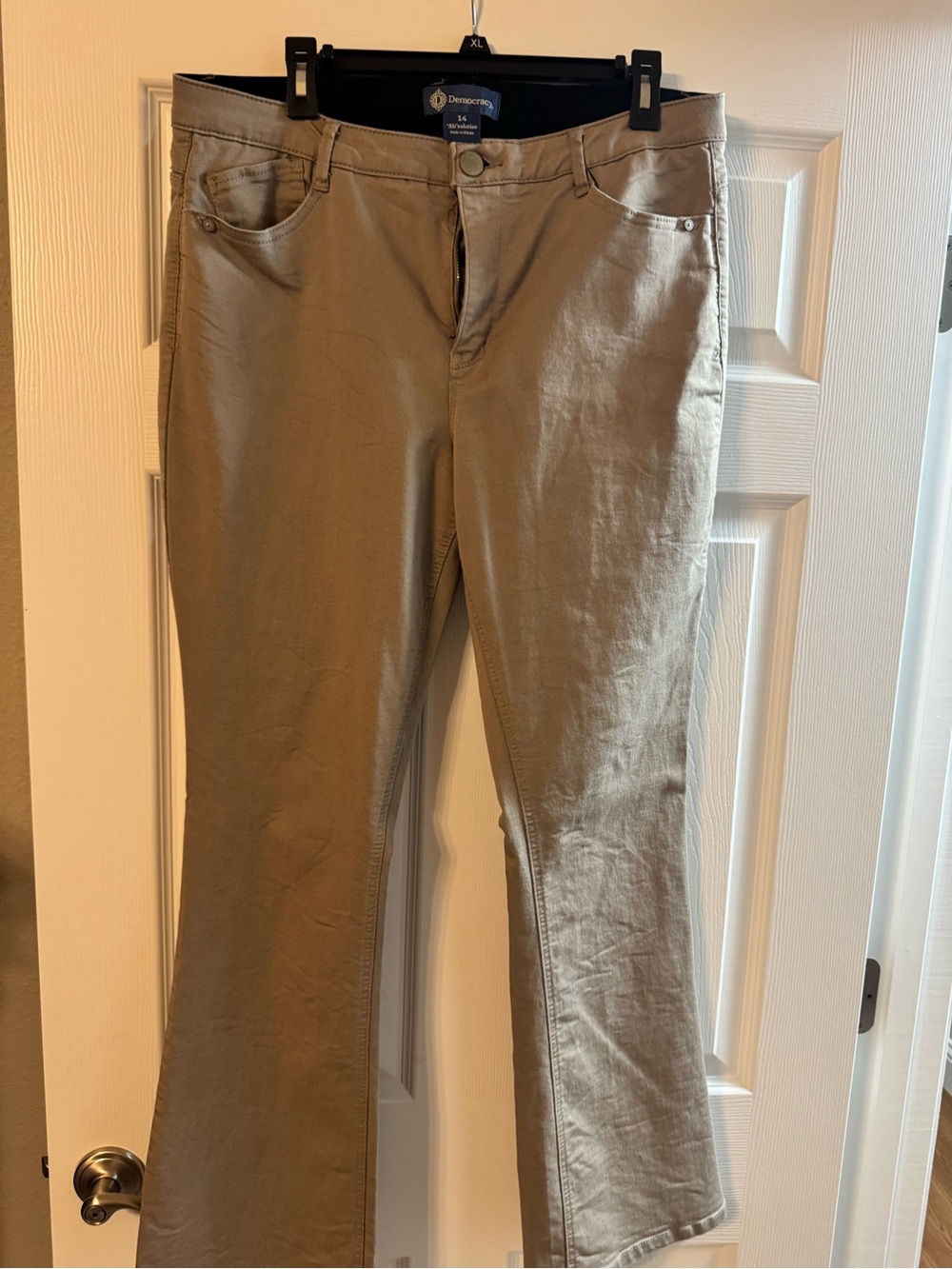 Democracy Taupe Straight-Leg Pants